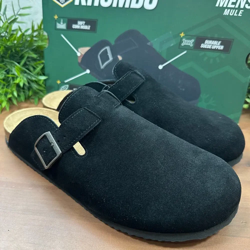 Khombu Men's Damian Black Suede Mules Size‎ 12
